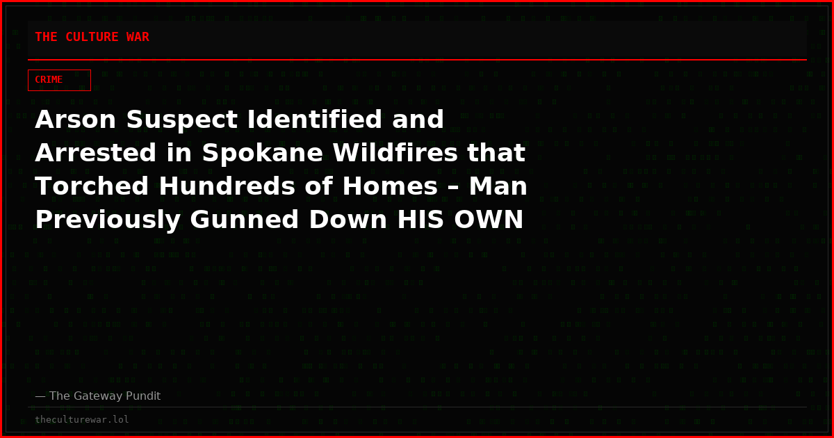 Arson Suspect Identified and Arrested in Spokane Wildfires that Torched Hundreds of Homes – Man Previously Gunned Down HIS OWN FATHER