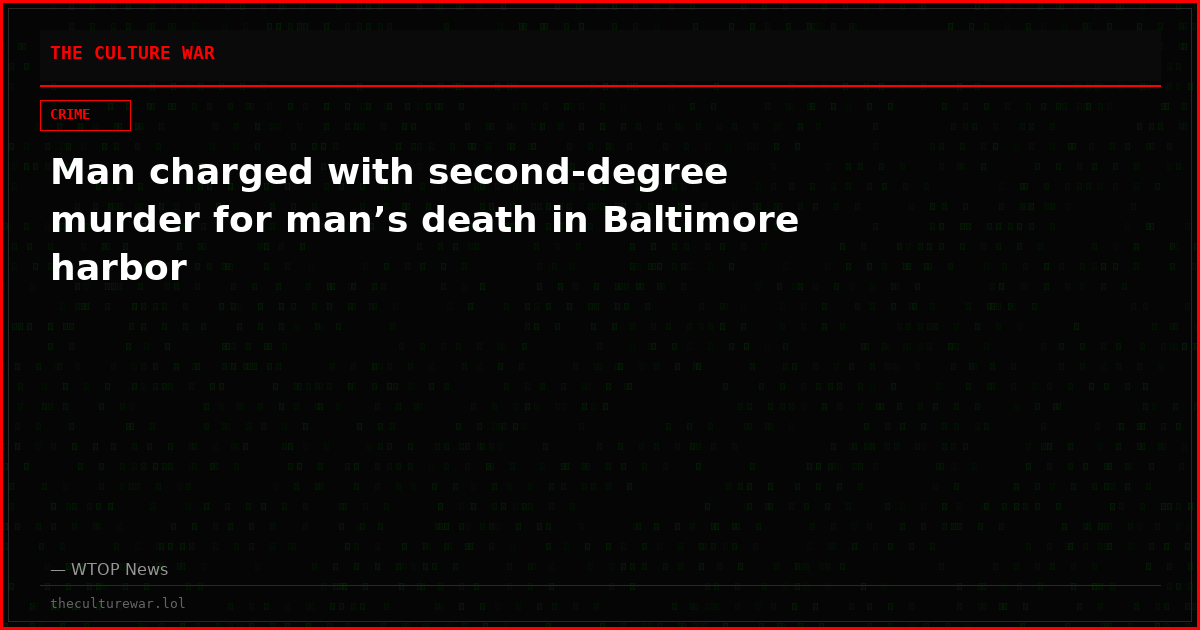 Man charged with second-degree murder for man’s death in Baltimore harbor