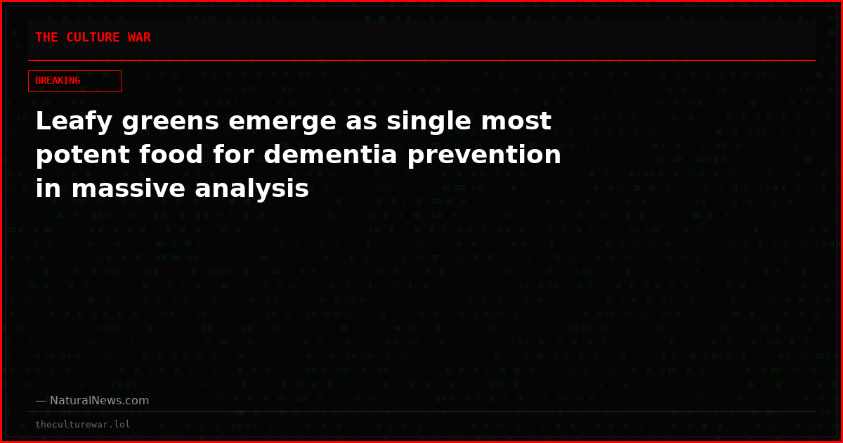 Leafy greens emerge as single most potent food for dementia prevention in massive analysis