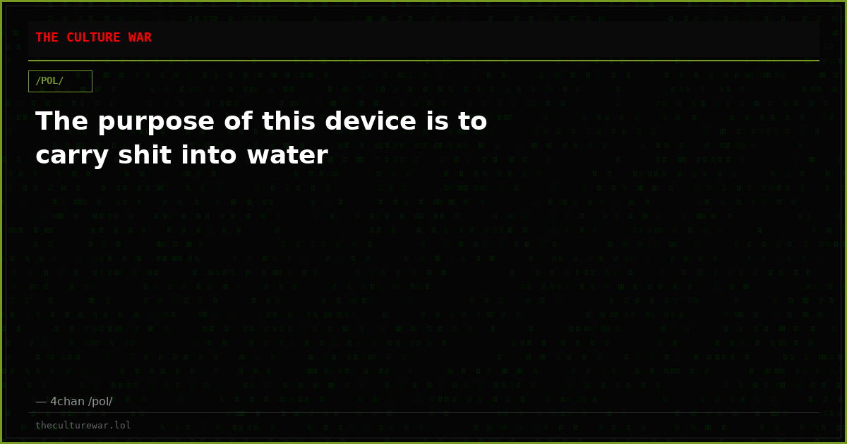 The purpose of this device is to carry shit into water