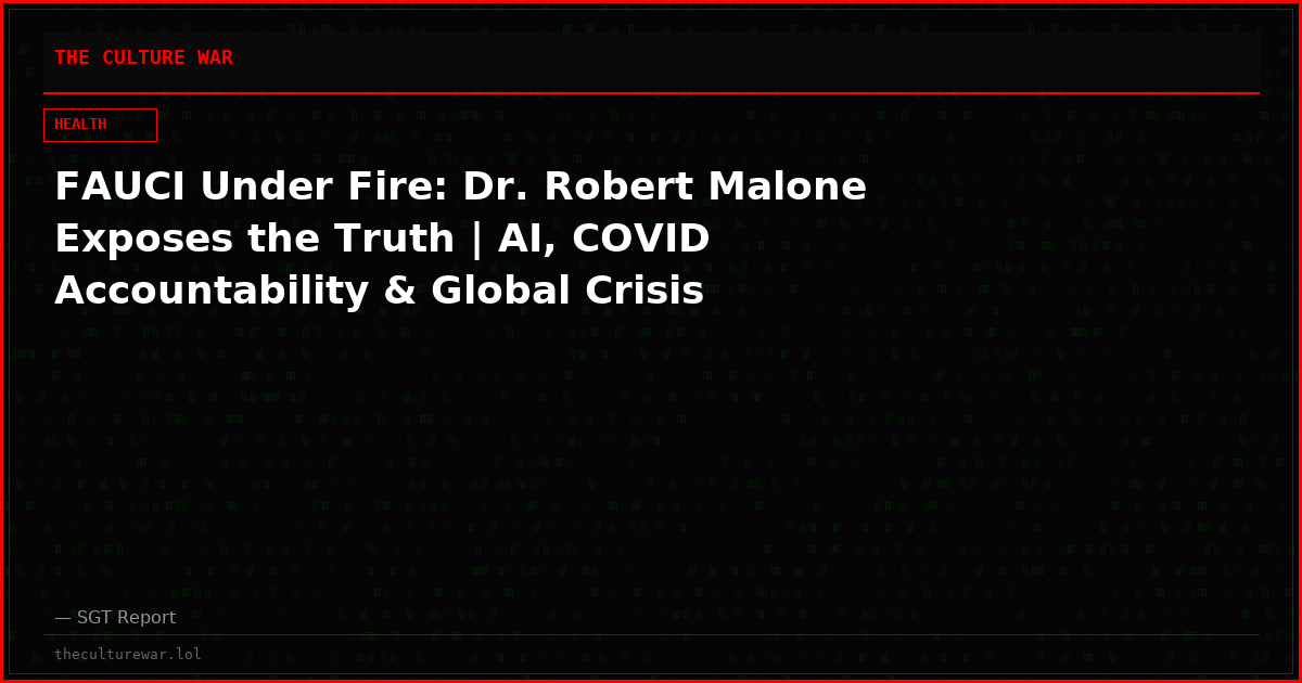 FAUCI Under Fire: Dr. Robert Malone Exposes the Truth | AI, COVID Accountability & Global Crisis