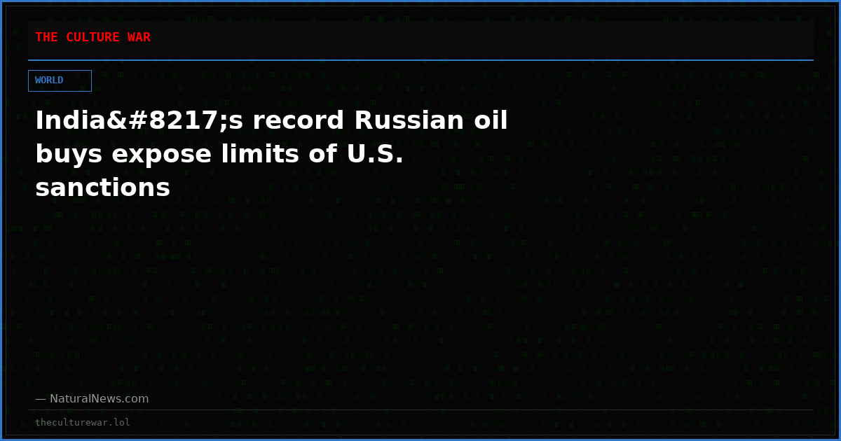 India’s record Russian oil buys expose limits of U.S. sanctions