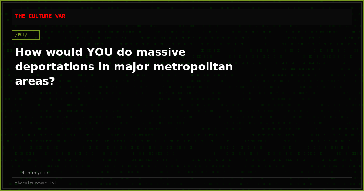 How would YOU do massive deportations in major metropolitan areas?
