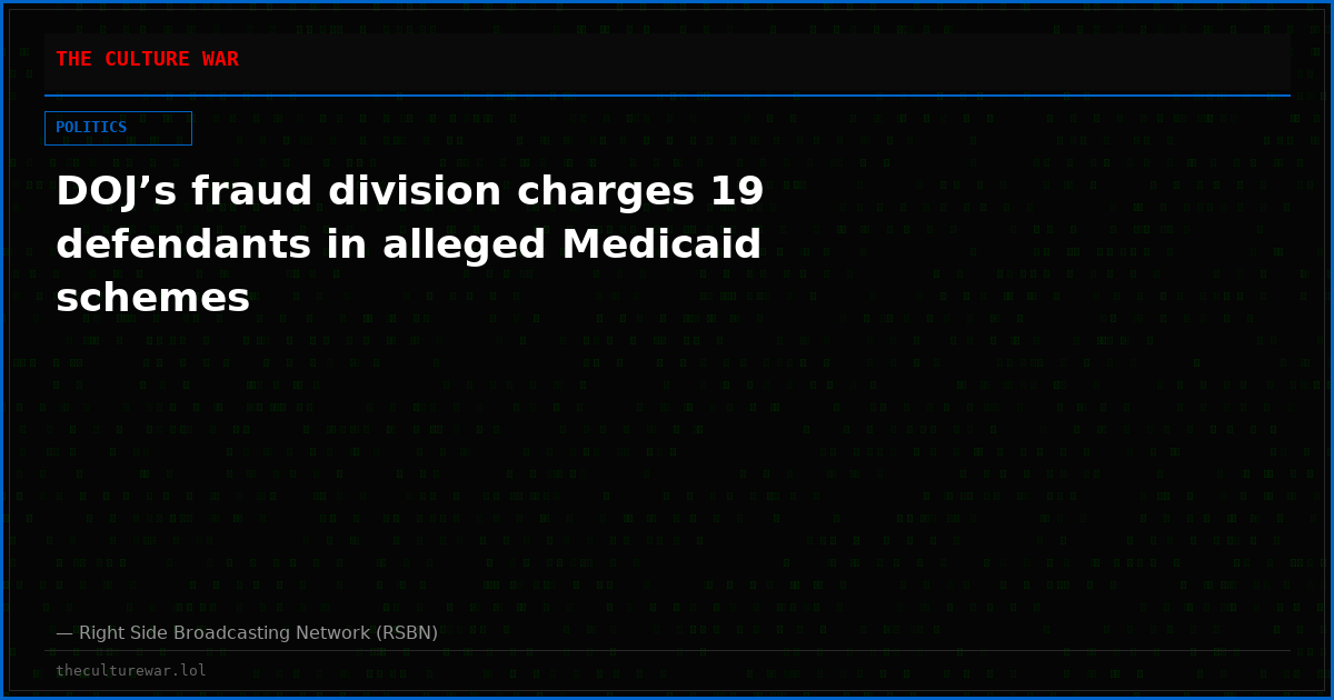 DOJ’s fraud division charges 19 defendants in alleged Medicaid schemes