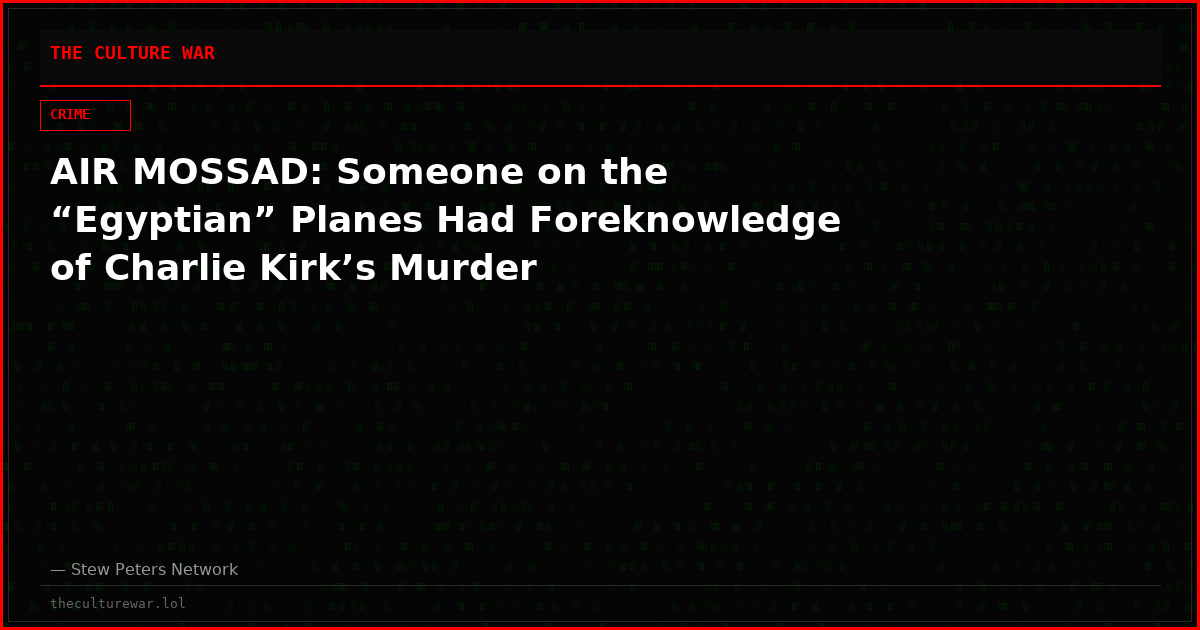 AIR MOSSAD: Someone on the “Egyptian” Planes Had Foreknowledge of Charlie Kirk’s Murder