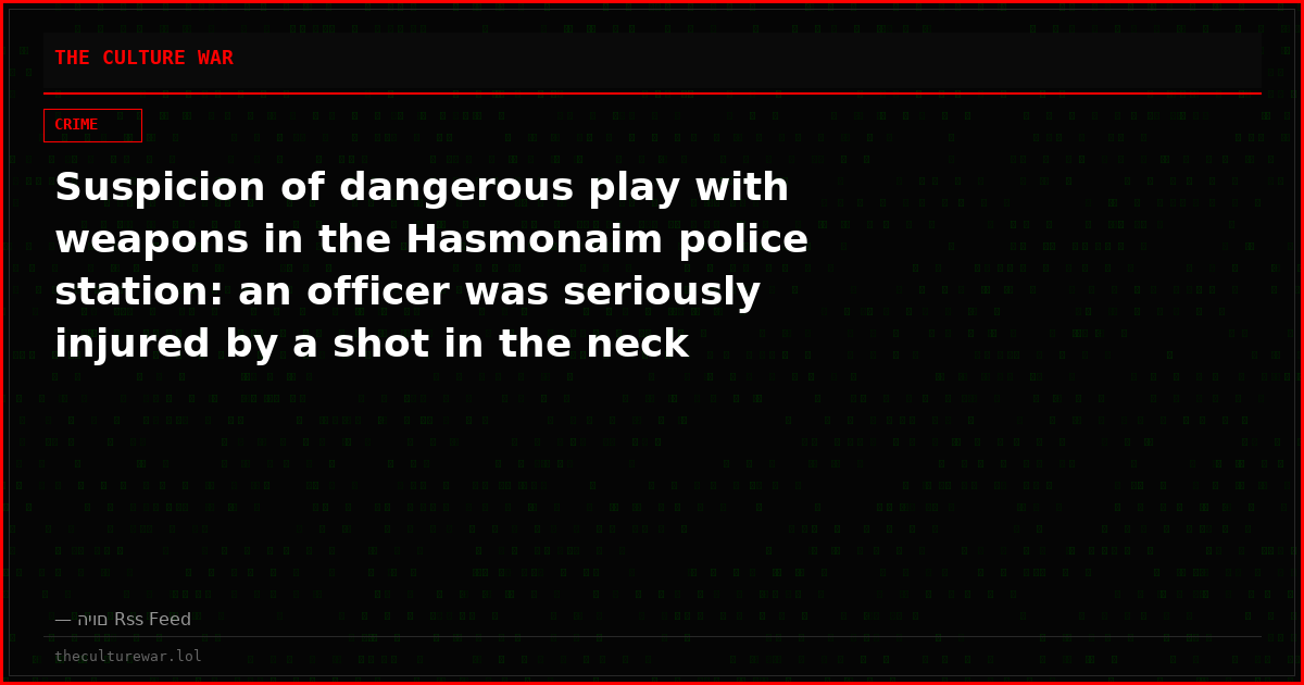 Suspicion of dangerous play with weapons in the Hasmonaim police station: an officer was seriously injured by a shot in the neck
