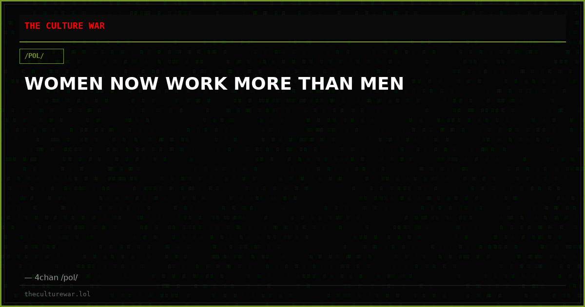 WOMEN NOW WORK MORE THAN MEN