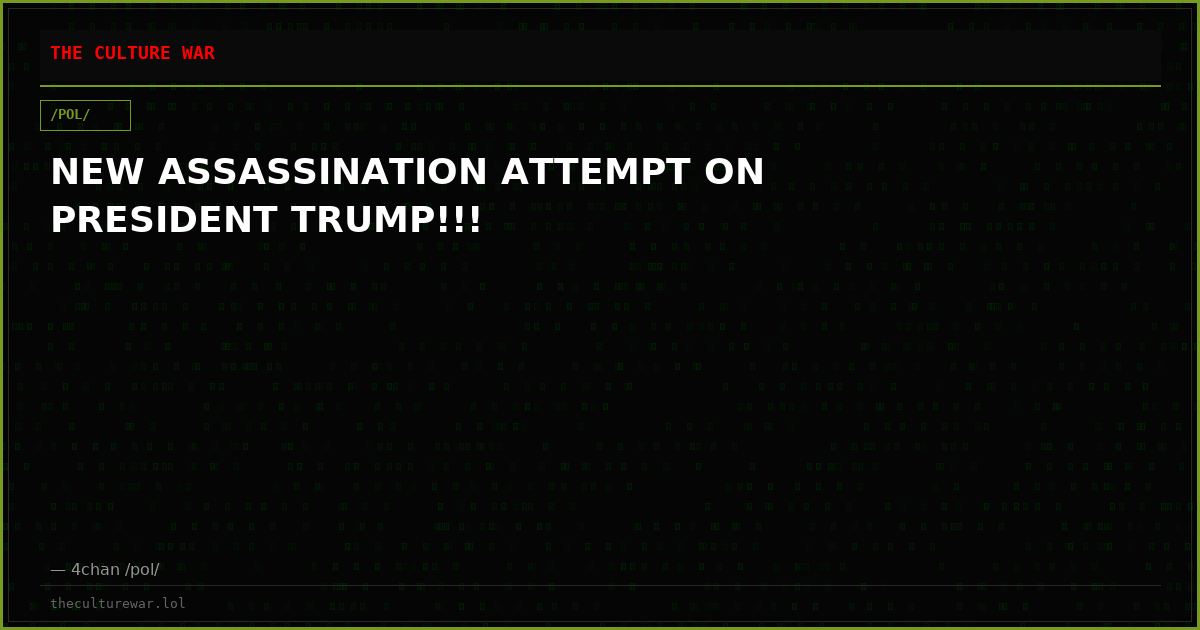 NEW ASSASSINATION ATTEMPT ON PRESIDENT TRUMP!!!