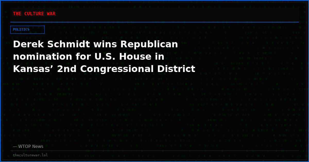 Derek Schmidt wins Republican nomination for U.S. House in Kansas’ 2nd Congressional District