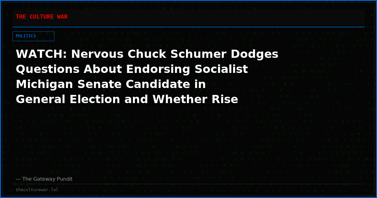 WATCH: Nervous Chuck Schumer Dodges Questions About Endorsing Socialist Michigan Senate Candidate in General Election and Whether Rise of DSA is Good for Party