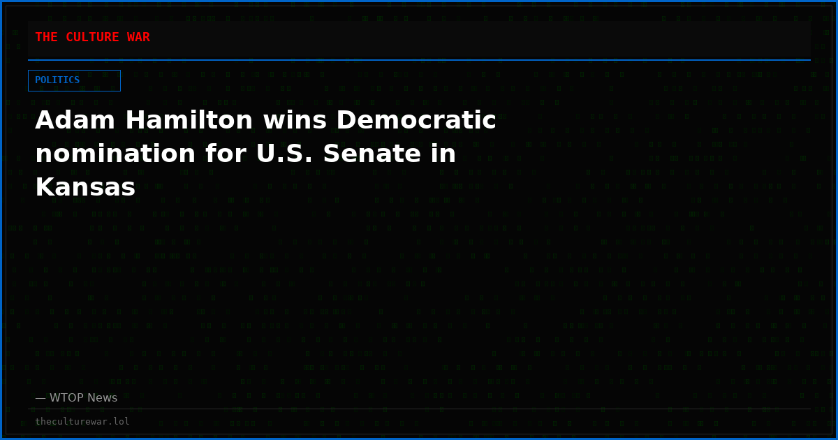 Adam Hamilton wins Democratic nomination for U.S. Senate in Kansas