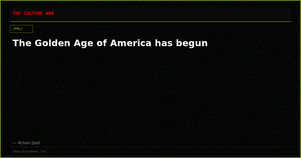 The Golden Age of America has begun