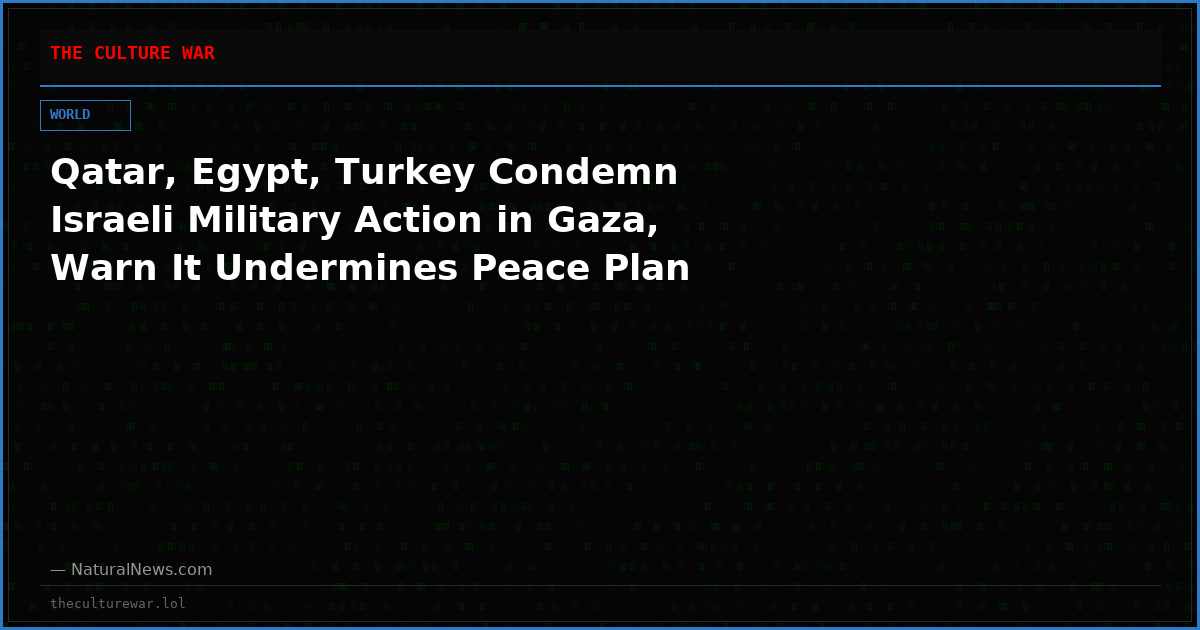 Qatar, Egypt, Turkey Condemn Israeli Military Action in Gaza, Warn It Undermines Peace Plan