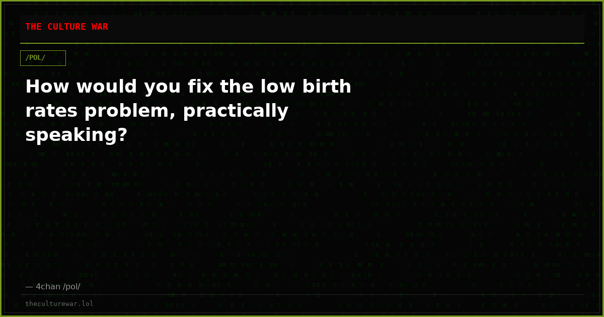 How would you fix the low birth rates problem, practically speaking?