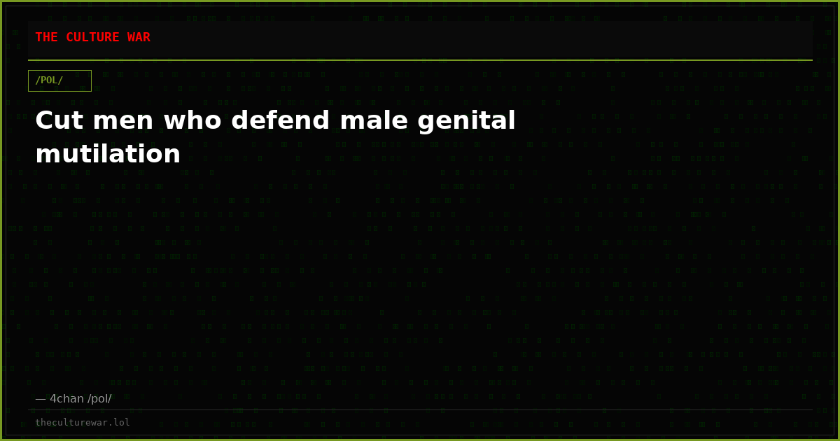 Cut men who defend male genital mutilation