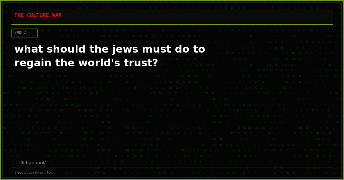 what should the jews must do to regain the world's trust?