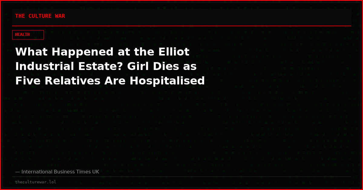 What Happened at the Elliot Industrial Estate? Girl Dies as Five Relatives Are Hospitalised