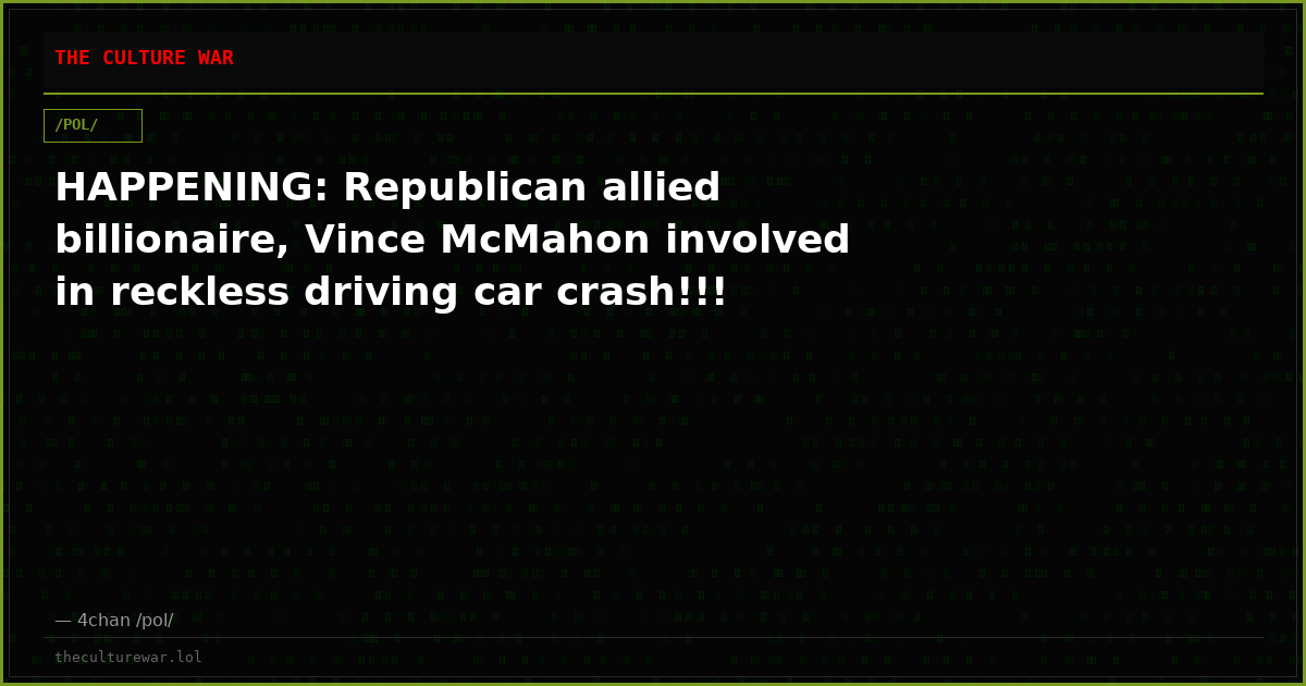 HAPPENING: Republican allied billionaire, Vince McMahon involved in reckless driving car crash!!!