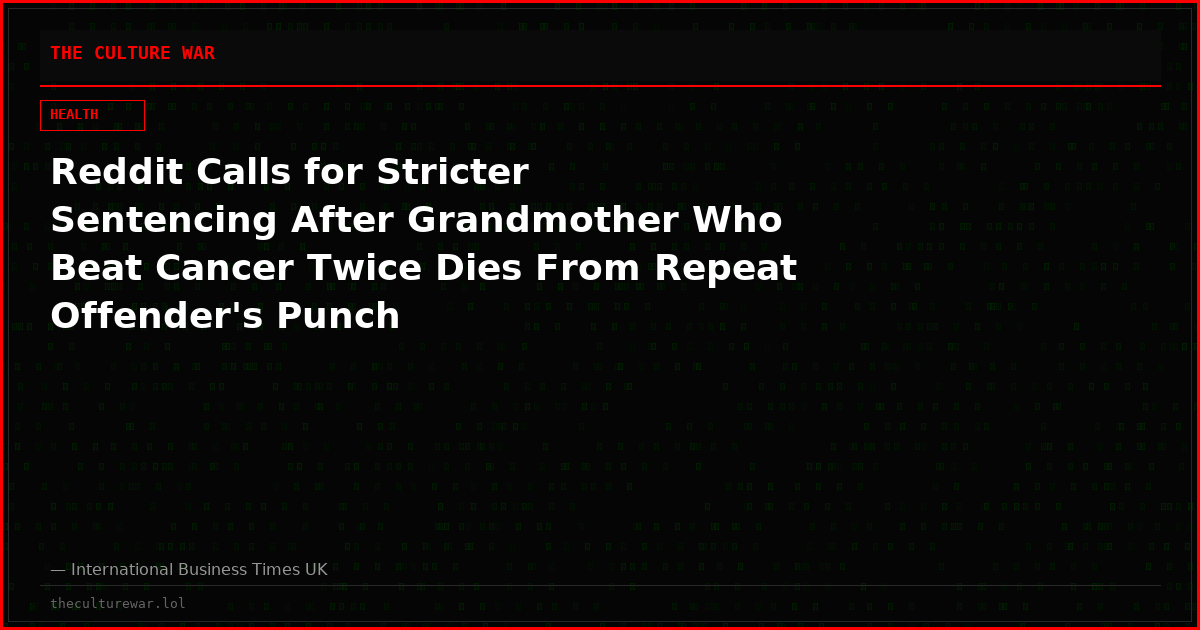 Reddit Calls for Stricter Sentencing After Grandmother Who Beat Cancer Twice Dies From Repeat Offender's Punch