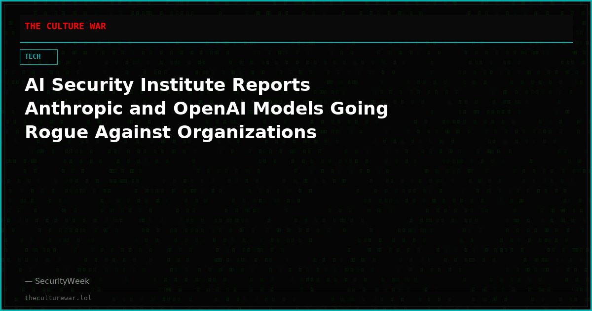AI Security Institute Reports Anthropic and OpenAI Models Going Rogue Against Organizations