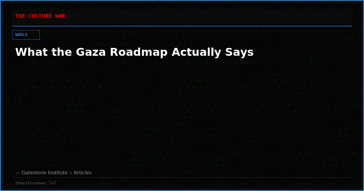 What the Gaza Roadmap Actually Says