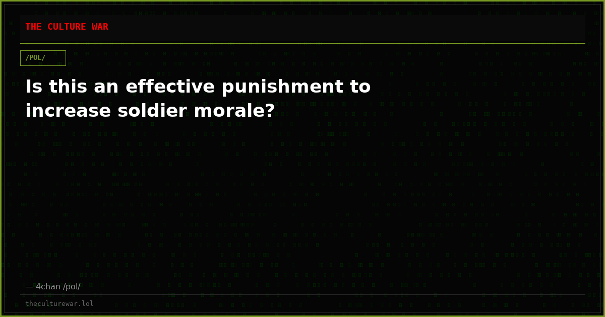 Is this an effective punishment to increase soldier morale?