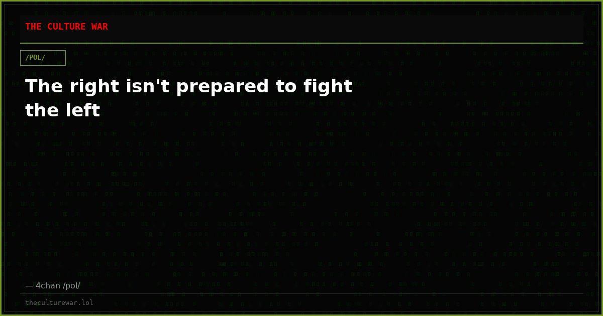 The right isn't prepared to fight the left
