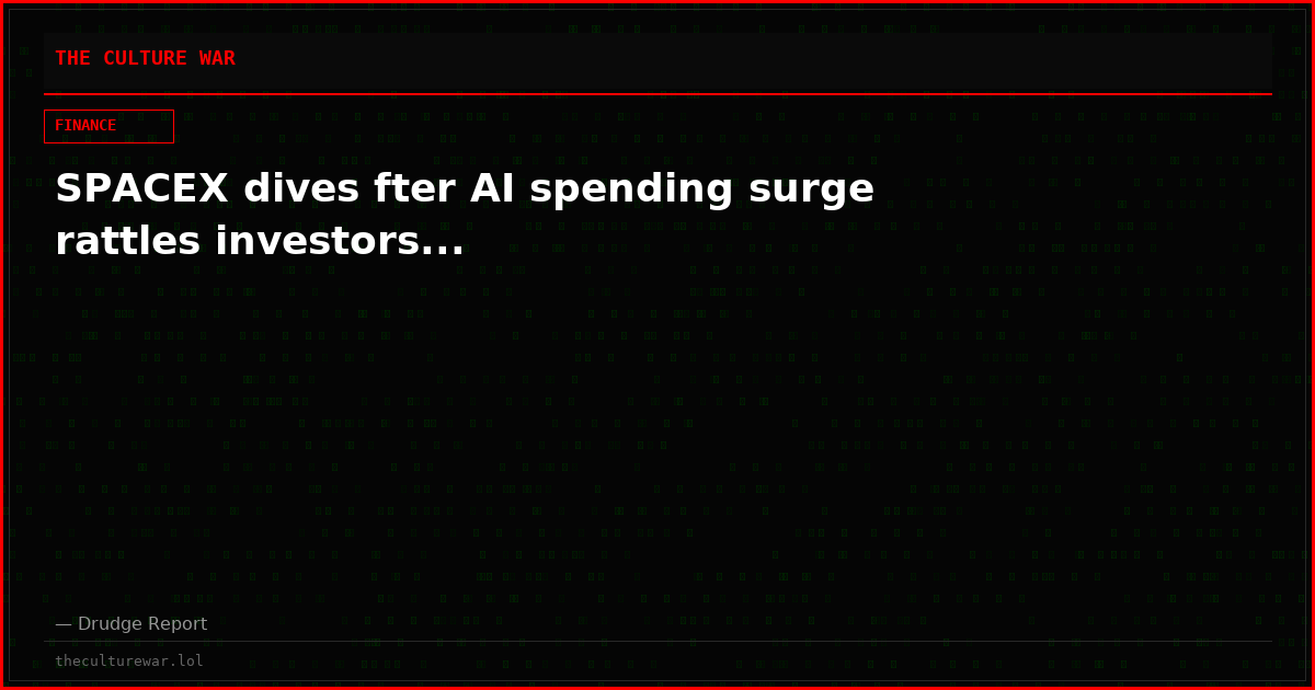 SPACEX dives fter AI spending surge rattles investors...