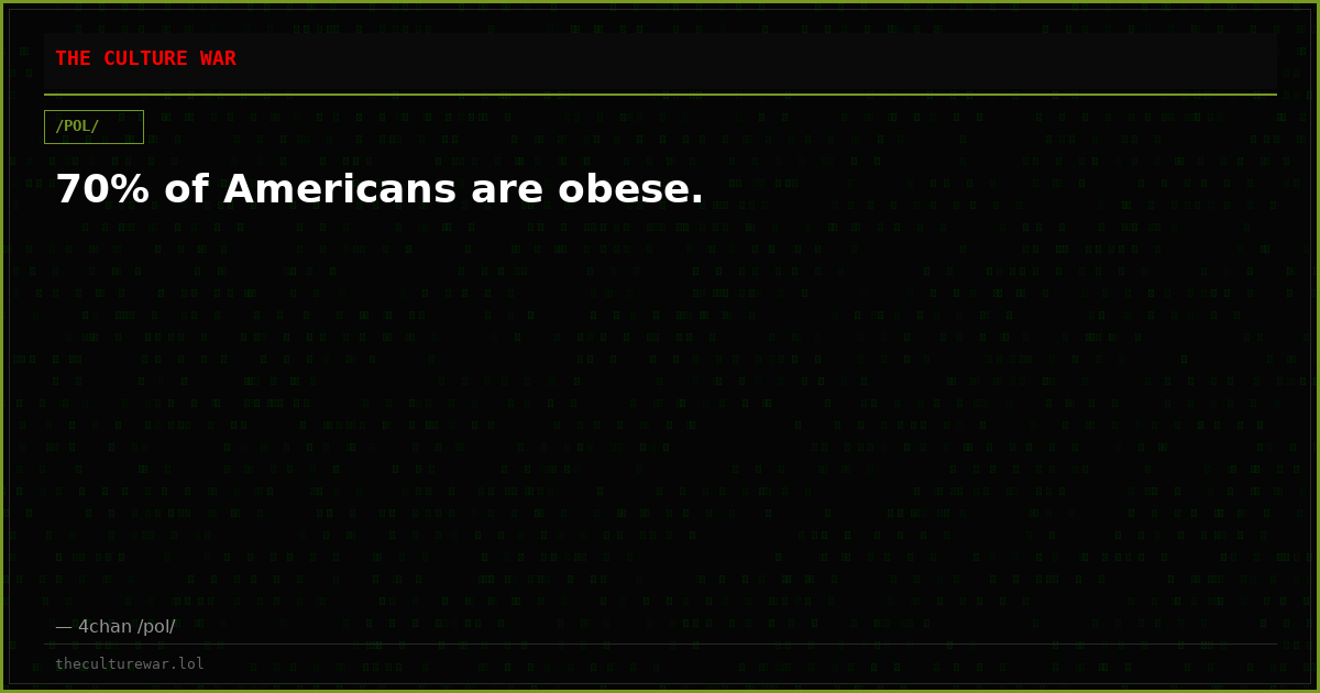 70% of Americans are obese.