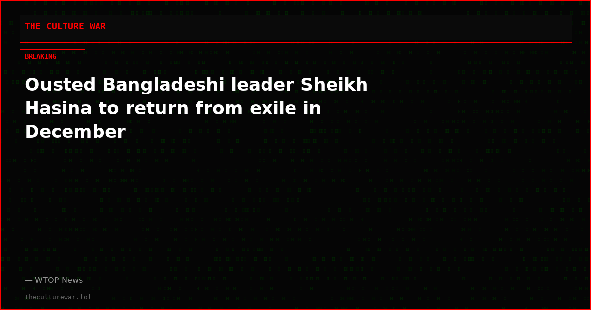 Ousted Bangladeshi leader Sheikh Hasina to return from exile in December