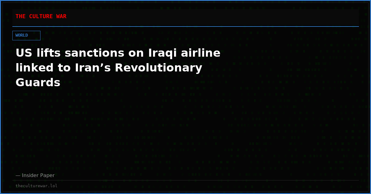 US lifts sanctions on Iraqi airline linked to Iran’s Revolutionary Guards