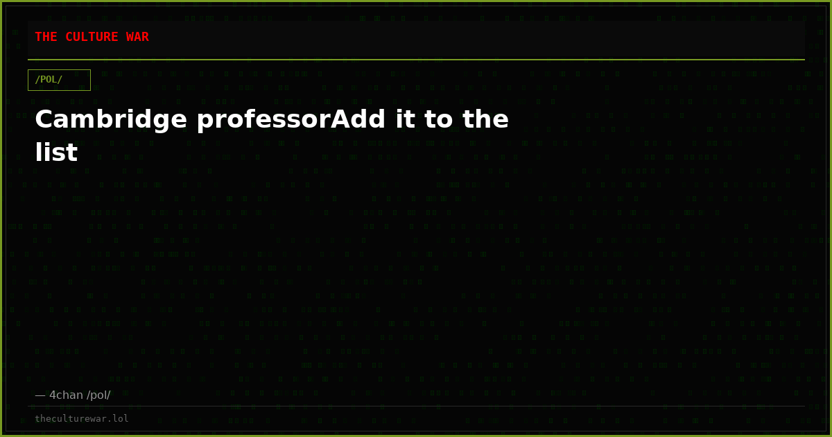 Cambridge professorAdd it to the list