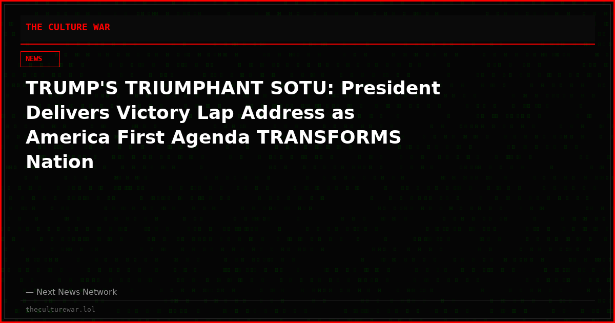 TRUMP'S TRIUMPHANT SOTU: President Delivers Victory Lap Address as America First Agenda TRANSFORMS Nation