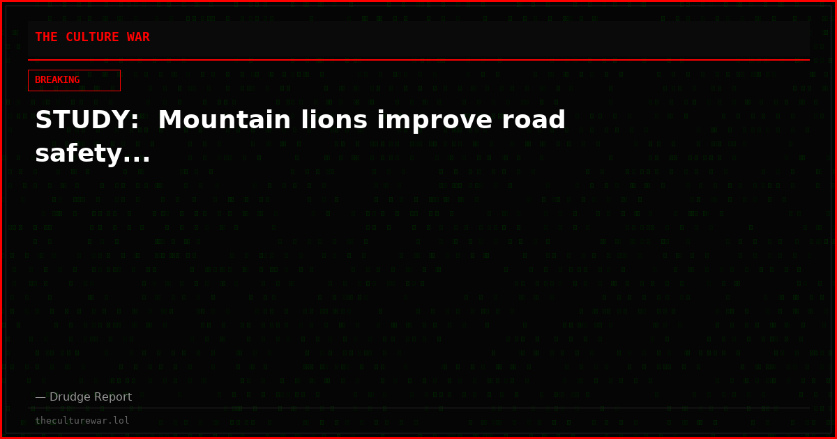 STUDY:  Mountain lions improve road safety...