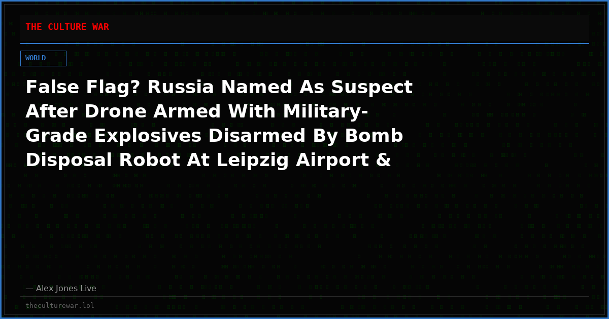 False Flag? Russia Named As Suspect After Drone Armed With Military-Grade Explosives Disarmed By Bomb Disposal Robot At Leipzig Airport & “Unidentified Flying Object” Struck German Cargo Jet