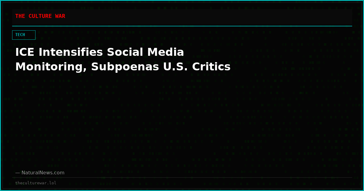 ICE Intensifies Social Media Monitoring, Subpoenas U.S. Critics