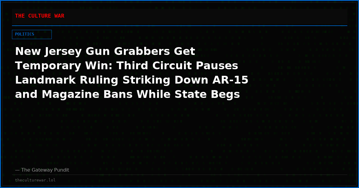 New Jersey Gun Grabbers Get Temporary Win: Third Circuit Pauses Landmark Ruling Striking Down AR-15 and Magazine Bans While State Begs Supreme Court for Help