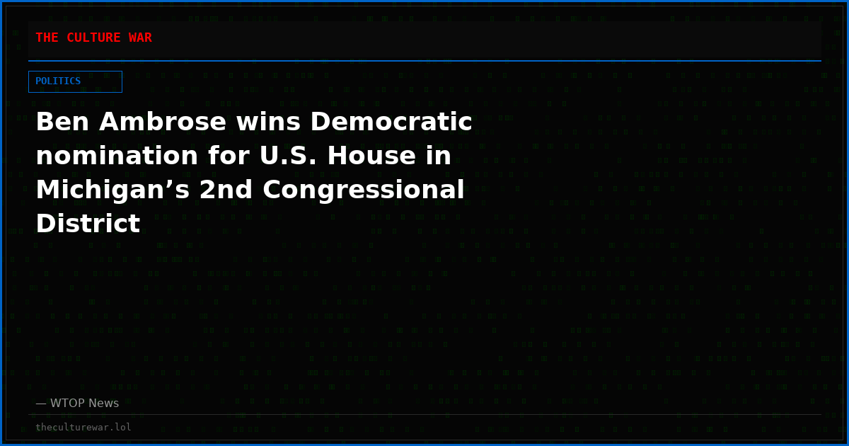 Ben Ambrose wins Democratic nomination for U.S. House in Michigan’s 2nd Congressional District