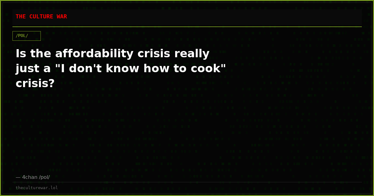 Is the affordability crisis really just a "I don't know how to cook" crisis?