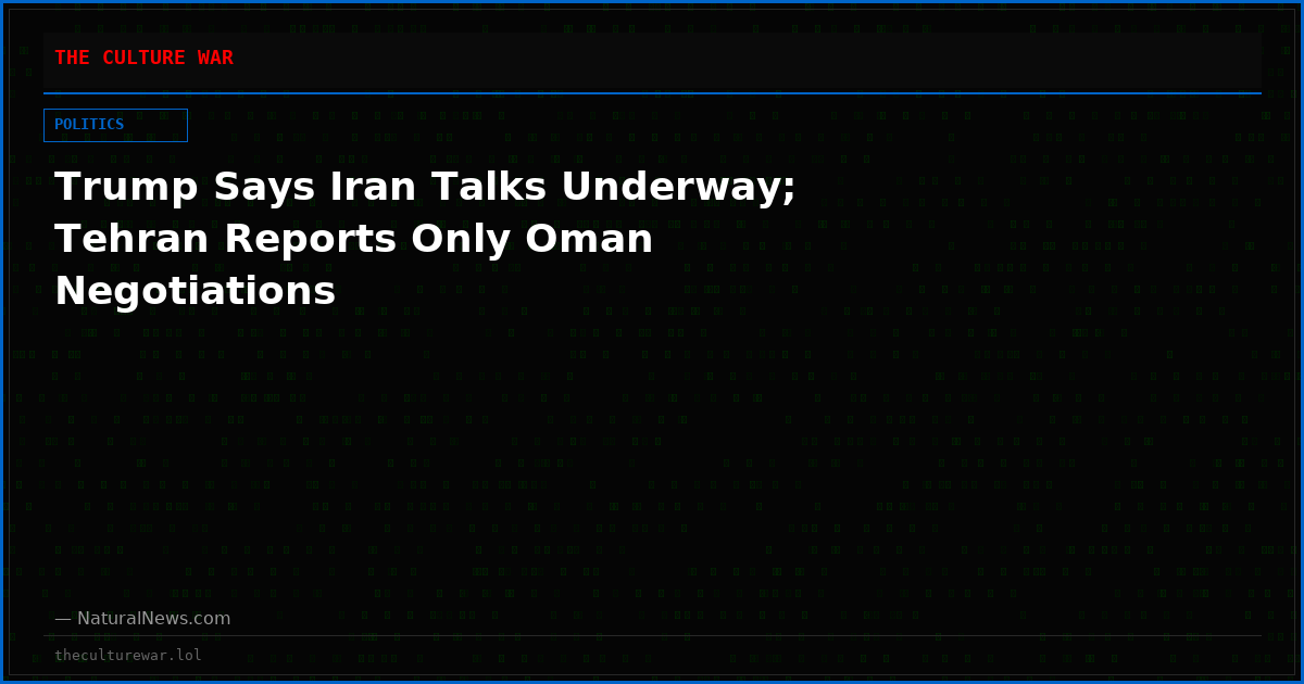 Trump Says Iran Talks Underway; Tehran Reports Only Oman Negotiations