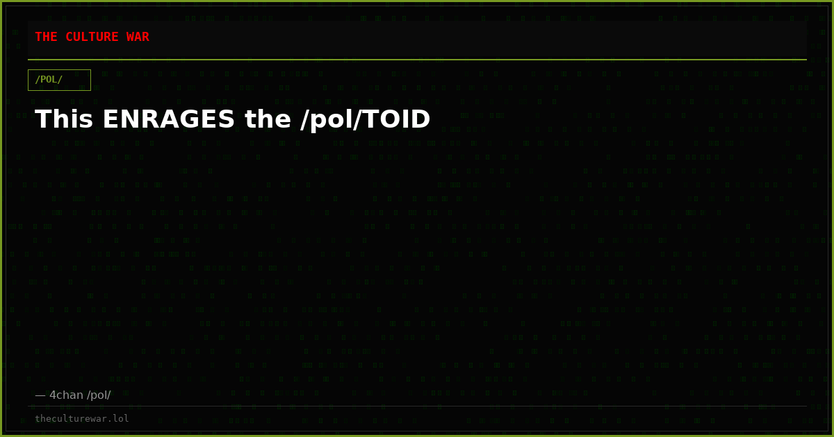 This ENRAGES the /pol/TOID