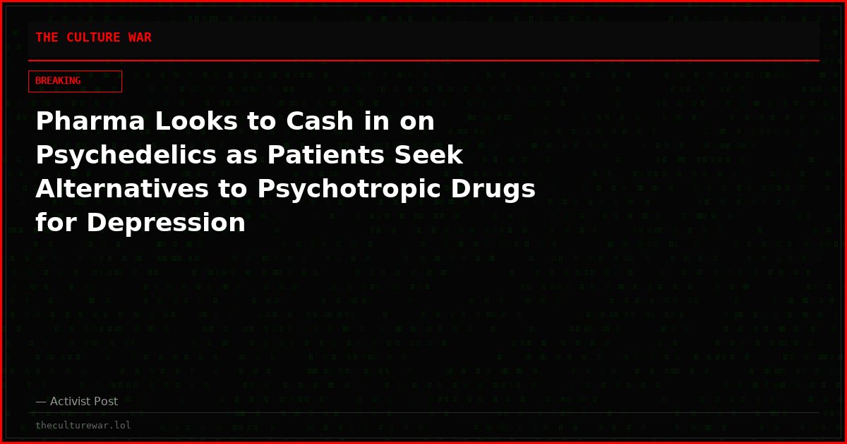Pharma Looks to Cash in on Psychedelics as Patients Seek Alternatives to Psychotropic Drugs for Depression