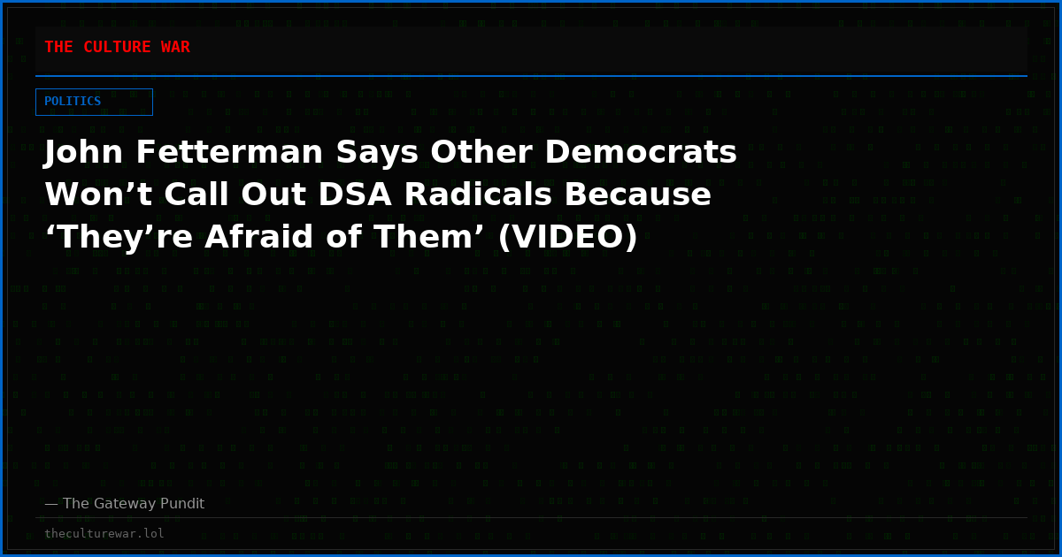 John Fetterman Says Other Democrats Won’t Call Out DSA Radicals Because ‘They’re Afraid of Them’ (VIDEO)