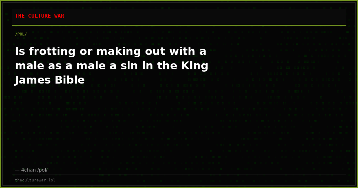 Is frotting or making out with a male as a male a sin in the King James Bible