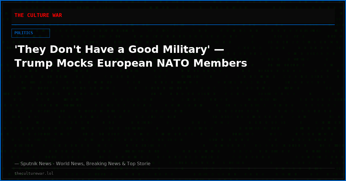 'They Don't Have a Good Military' — Trump Mocks European NATO Members