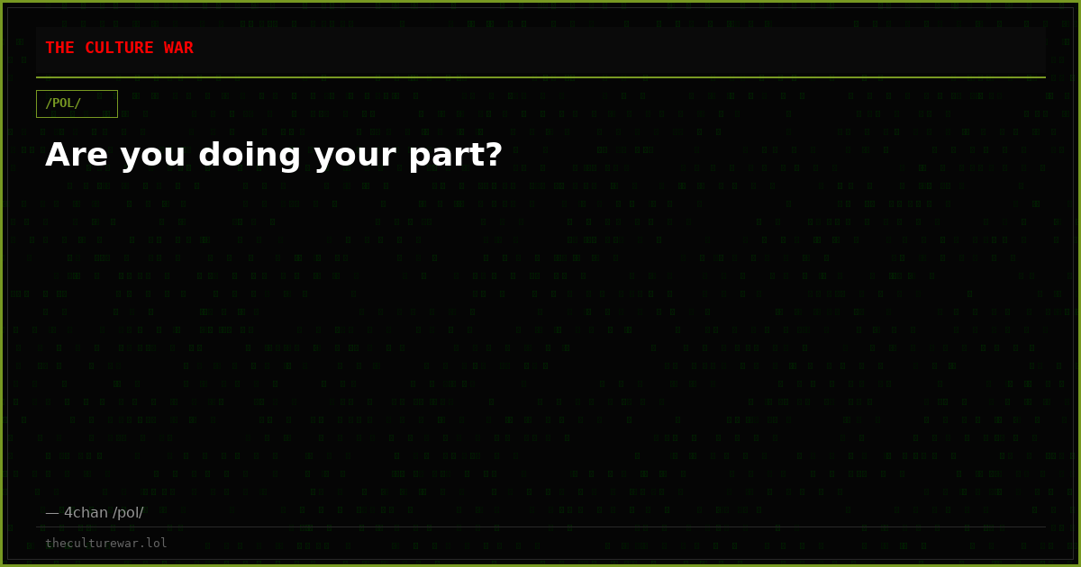 Are you doing your part?