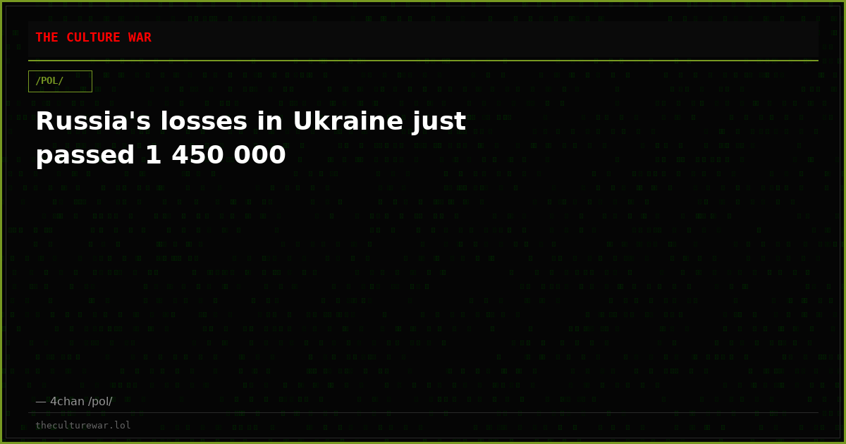 Russia's losses in Ukraine just passed 1 450 000