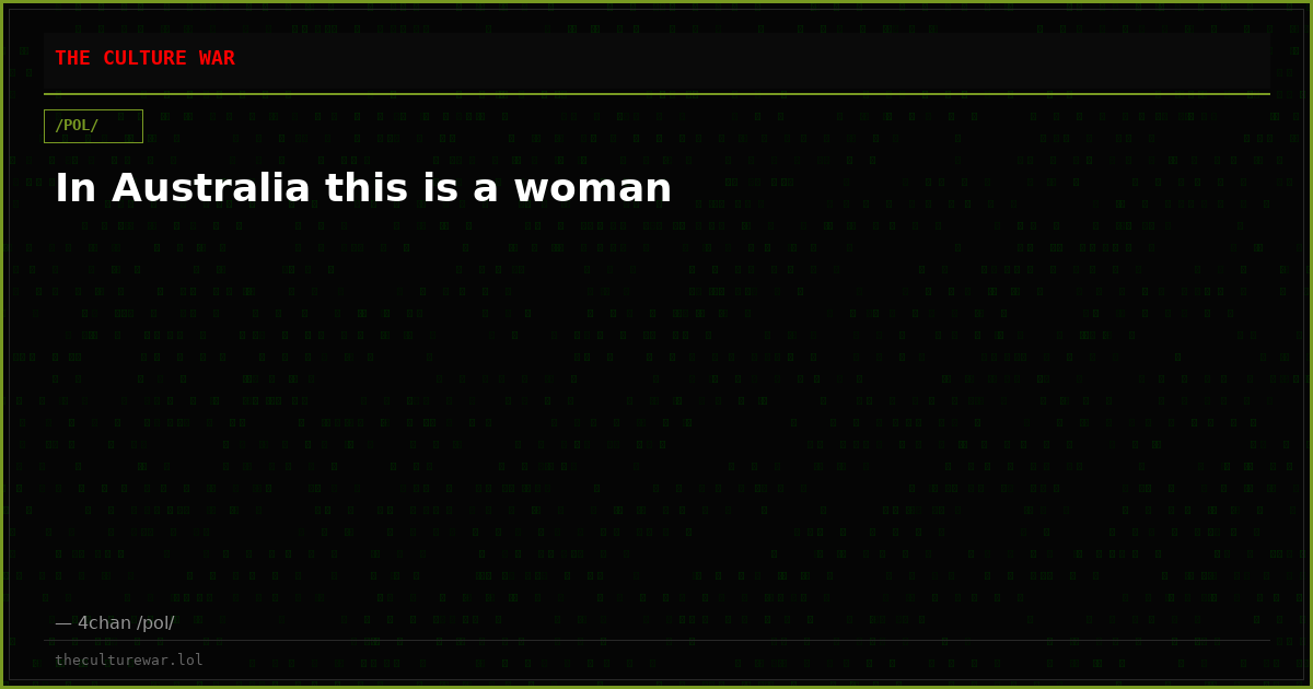 In Australia this is a woman