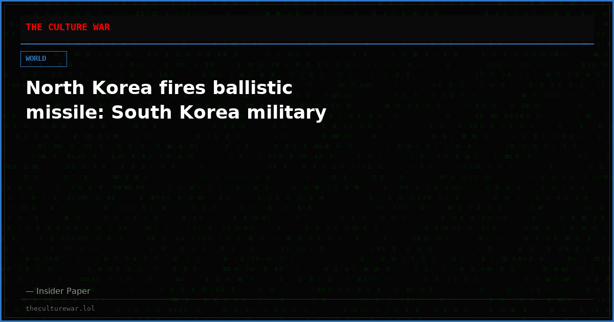 North Korea fires ballistic missile: South Korea military