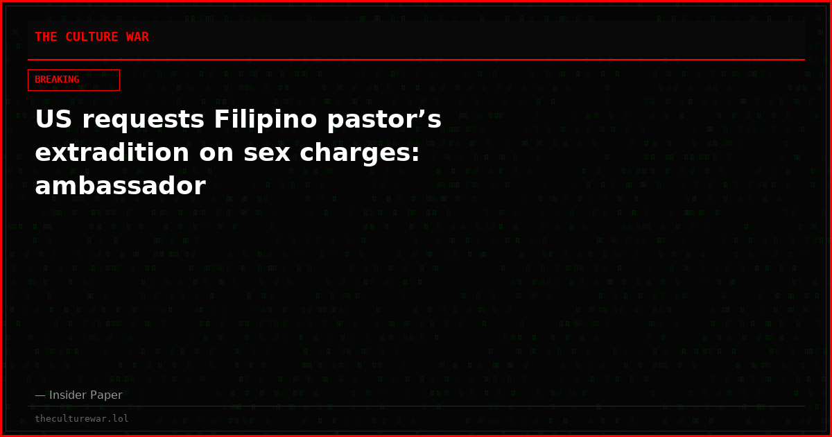 US requests Filipino pastor’s extradition on sex charges: ambassador
